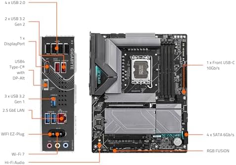 GIGABYTE Z890 Eagle WIFI7 Intel Core Ultra  Series 2  LGA 1851 Motherboard  ATX  DDR5  4X M 2  PCIe 5 0  USB4  WIFI7  2 5GbE LAN  EZ Latch