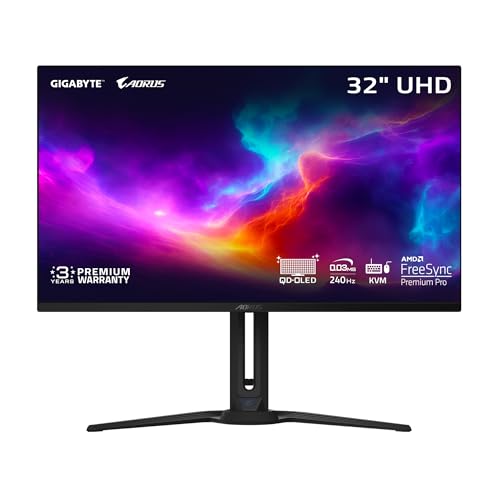 GIGABYTE   AORUS FO32U2 32 QD OLED Gaming Monitor   UHD 3840x2160 240Hz   0 03ms GTG   AMD FreeSync Premium Pro   Type C KVM   HDMI  DP  Type C   Height Adjustable   Black