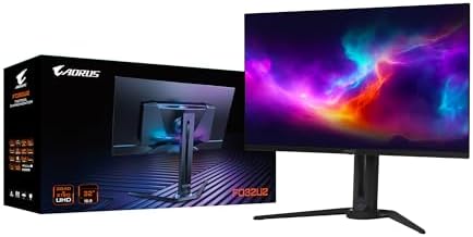 GIGABYTE   AORUS FO32U2 32 QD OLED Gaming Monitor   UHD 3840x2160 240Hz   0 03ms GTG   AMD FreeSync Premium Pro   Type C KVM   HDMI  DP  Type C   Height Adjustable   Black