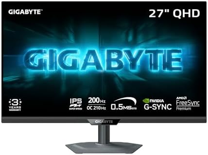 GIGABYTE   GO27Q24G   27 W OLED Gaming Monitor   QHD 2560 x 1440 240Hz   0 03ms GTG   AMD FreeSync Premium  G SYNC Compatible   HDMI  DP  Type C   Height and Tilt Adjustable   Black