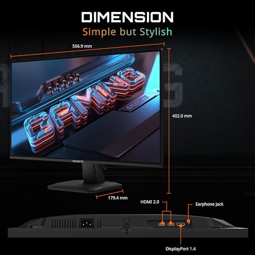 GIGABYTE   GS25F2 24 5 SuperSpeed IPS Gaming Monitor   FHD 1920x1080 200Hz   1ms GTG   AMD FreeSync Premium   HDMI  DP   Tilt Adjustable   Black
