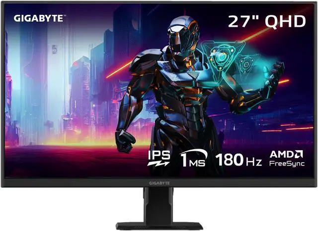 GIGABYTE   GS27QA SA   27" IPS Gaming Monitor   QHD 2560x1440   180Hz   1ms MPRT   AMD FreeSync   HDMI  DP   Black
