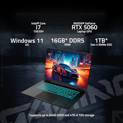 GIGABYTE   Gaming A16 Gaming Laptop   165Hz 1920x1200 WUXGA   NVIDIA GeForce RTX 5060   Intel i7 13620H   1TB SSD with 16GB DDR5 RAM   Windows 11 Home AD Gaming A16 CVHI3US894SH