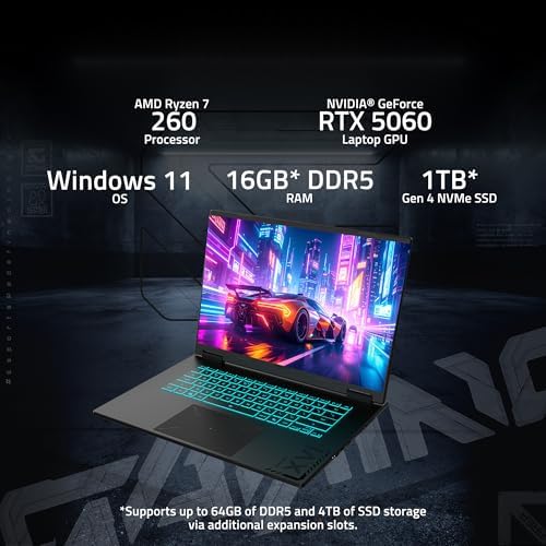 GIGABYTE   Gaming A16 Gaming Laptop   165Hz 1920x1200 WUXGA   NVIDIA GeForce RTX 5060   AMD Ryzen 7 260 1TB SSD with 16GB DDR5 RAM   Windows 11 Home AD Gaming A16 3VHK3US894SH