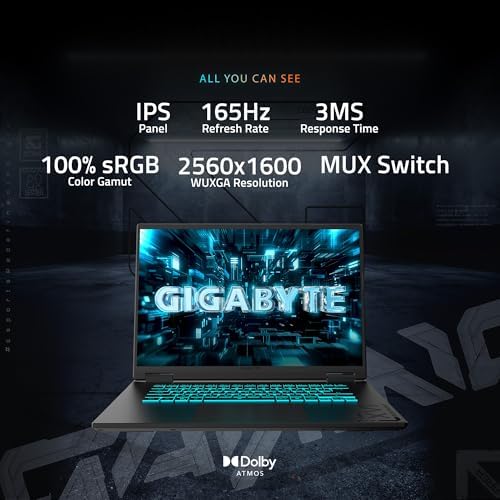 GIGABYTE   Gaming A16 PRO Gaming Laptop   165Hz 2560x1600 WQXGA   NVIDIA GeForce RTX 5080   Intel Core Ultra 7 240H   1TB SSD with 32GB LPDDR5X RAM   Windows 11 Home  Gaming A16 PRO DYHG5USCC4SH 