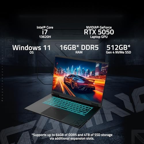 GIGABYTE   Gaming A16 Gaming Laptop   165Hz 1920x1200 WUXGA   NVIDIA GeForce RTX 5050   Intel i7 13620H   512GB SSD with 16GB DDR5 RAM   Windows 11 Home AD Gaming A16 CTHI3US894SH