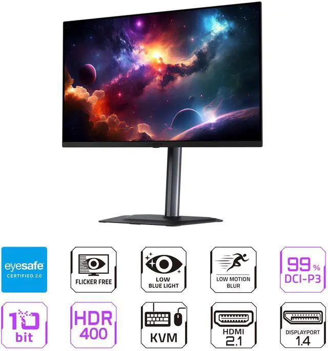 GIGABYTE   MO27Q2   27" QD OLED Gaming Monitor   QHD 2560x1440   240Hz   0 03ms GTG   AMD FreeSync Premium Pro   Type C KVM   HDMI  DP   Height Adjustable   Black