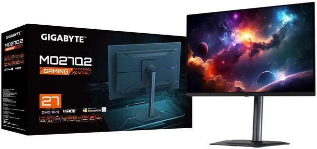 GIGABYTE   MO27Q2   27" QD OLED Gaming Monitor   QHD 2560x1440   240Hz   0 03ms GTG   AMD FreeSync Premium Pro   Type C KVM   HDMI  DP   Height Adjustable   Black