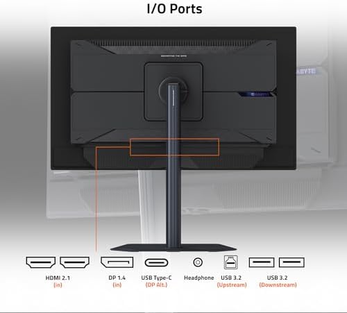 GIGABYTE   MO27U2 27 QD OLED Gaming Monitor   UHD 3840x2160 240Hz   0 03ms GTG   AMD FreeSync Premium Pro  G SYNC Compatible   Type C KVM   HDMI  DP  Type C   Height and Tilt Adjustable   Black