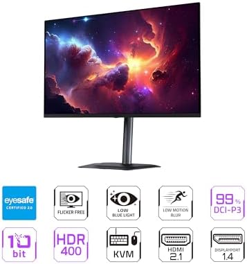 GIGABYTE   MO32U   32 QD OLED Gaming Monitor   UHD 3840x2160 165Hz   0 03ms GTG   AMD FreeSync Premium Pro   Type C KVM   HDMI  DP   Height Adjustable   Black