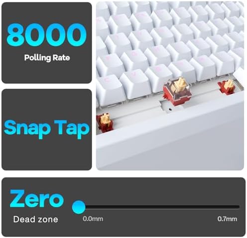 GK GAMAKAY TK75HE V2 Rapid Trigger Wireless Keyboard TFT Screen  Tri Mode BT/2 4GHz/USB C  8KHz Polling Rate 0 005mm RT  Hall Effect Magnetic Switch 75  Gaming Keyboard  White  Magnetic Mercury