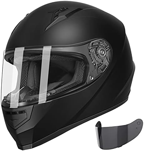 GLX GX11 Compact Motorcycle Helmet   Matte Black  Large   Full Face w/ Tinted Visor  DOT Approved