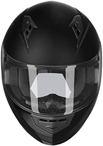 GLX GX11 Compact Motorcycle Helmet   Matte Black  Large   Full Face w/ Tinted Visor  DOT Approved