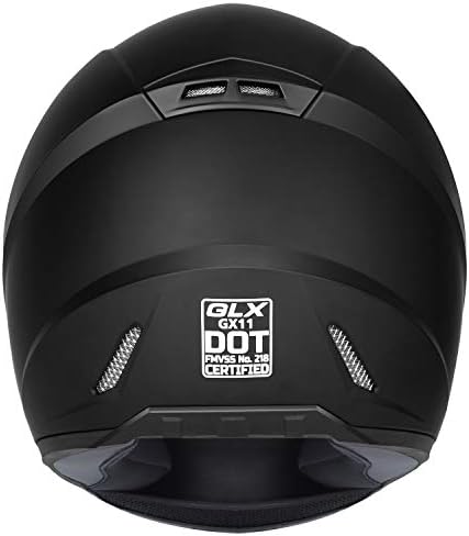 GLX GX11 Compact Motorcycle Helmet   Matte Black  Large   Full Face w/ Tinted Visor  DOT Approved