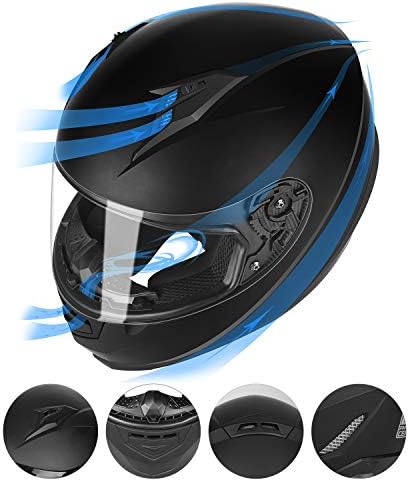 GLX GX11 Compact Motorcycle Helmet   Matte Black  Large   Full Face w/ Tinted Visor  DOT Approved