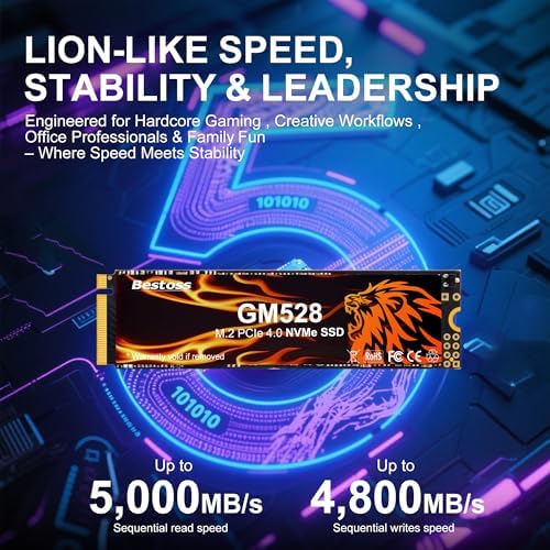 GM528 M 2 SSD NVMe PCIe 2280 Internal Solid State Hard Drive  Up to 5000 MB/s  3D NAND SLC Cache  SSD for Gaming PC Storage  Business Laptop  Home Entertainment  Creative Workflow  4TB 