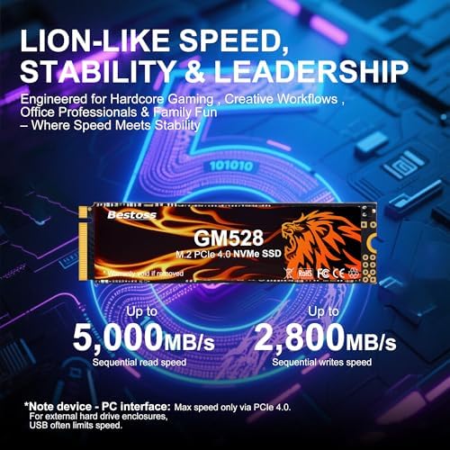 GM528 M 2 SSD NVMe PCIe 2280 Internal Solid State Hard Drive  Up to 5000 MB/s  3D NAND SLC Cache  SSD for Gaming PC Storage  Business Laptop  Home Entertainment  Creative Workflow  4TB 