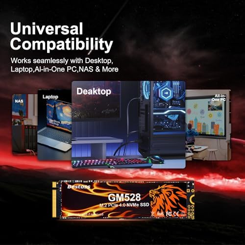 GM528 M 2 SSD NVMe PCIe 2280 Internal Solid State Hard Drive  Up to 5000 MB/s  3D NAND SLC Cache  SSD for Gaming PC Storage  Business Laptop  Home Entertainment  Creative Workflow  4TB 
