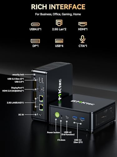 GMKtec Mini PC para juegos AMD Ryzen 9 8945HS (Turbo 5.1GHz) 32GB DDR5 2TB SSD, computadoras PC Oculink, Dual NIC LAN 2.5G, WiFi 6, USB3.2, USB-C 4.0, BT5.2, DP, HDMI, Dual Fan Nucbox K11
