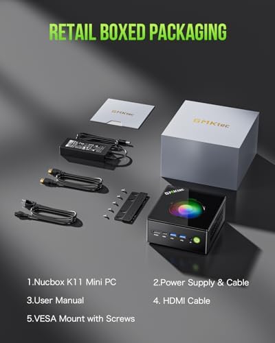 GMKtec Gaming PC  K11 AMD Ryzen 9 8945HS 8C/16T  Up to 5 2GHz   32GB DDR5 RAM 1TB Mini PC Desktop Computer  Oculink  Dual NIC 2 5GbE LAN  HDMI/DisplayPort/USB4 2