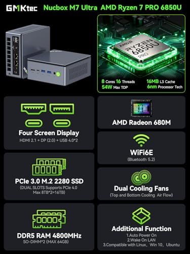 GMKtec Gaming PC  K11 AMD Ryzen 9 8945HS 8C/16T  Up to 5 2GHz   32GB DDR5 RAM 1TB Mini PC Desktop Computer  Oculink  Dual NIC 2 5GbE LAN  HDMI/DisplayPort/USB4 2