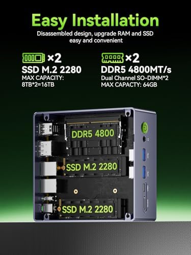 GMKtec K12 Gaming Mini PC Oculink AMD Ryzen 7 H 255  Upgraded 8745HS  32GB DDR5 RAM 512GB SSD  Desktop Computer Radeon 780M Graphics  3X M 2 2280 Storage Expansion  Dual NIC 2 5G  HDMI 2 1  USB4