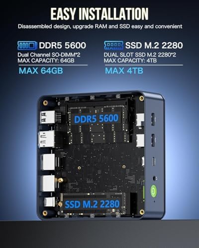 GMKtec Mini Gaming PC AMD Ryzen 7 7840HS 1TB PCIe4 0 SSD 16GB DDR5 Desktop Computers USB4 0  Dual NIC LAN 2 5Gbps/ HDMI  DP/USB C4 0  WiFi 6E  BT 5 2 Nucbox K6