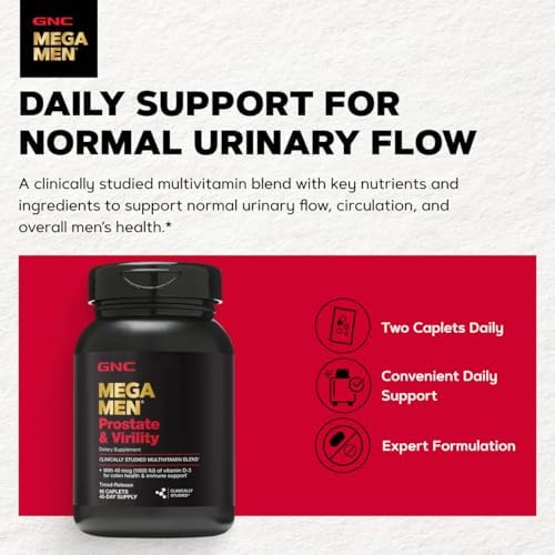 GNC Mega Men Prostate and Virility Multivitamin for Men  Supports Optimal Sexual Health and Prostate Health  90 Count