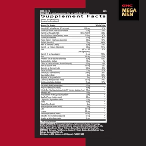 GNC Mega Men Prostate and Virility Multivitamin for Men  Supports Optimal Sexual Health and Prostate Health  90 Count