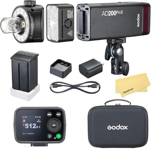 GODOX AD200 Pro II Godox AD200Pro II Godox AD200ProII 2 4G TTL Pocket Flash Strobe 500 Full Power Flashes 0 01 1 8s Recycling 2900mAh Battery for Canon Sony Nikon Fujifilm Olympus Panasonic Etc Camera