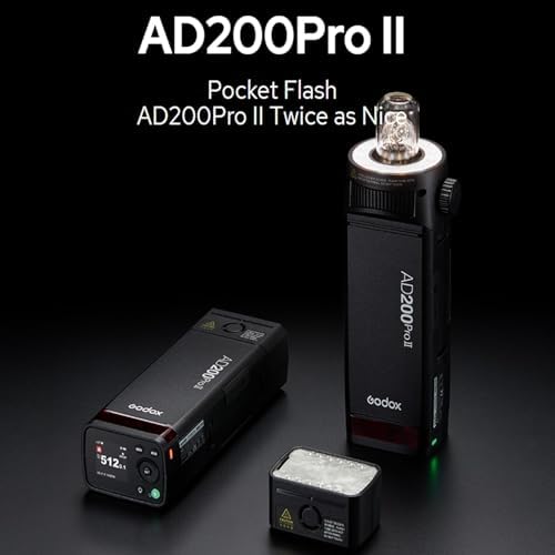 GODOX AD200 Pro II Godox AD200Pro II Godox AD200ProII 2 4G TTL Pocket Flash Strobe 500 Full Power Flashes 0 01 1 8s Recycling 2900mAh Battery for Canon Sony Nikon Fujifilm Olympus Panasonic Etc Camera