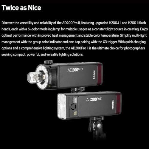 GODOX AD200 Pro II Godox AD200Pro II Godox AD200ProII 2 4G TTL Pocket Flash Strobe 500 Full Power Flashes 0 01 1 8s Recycling 2900mAh Battery for Canon Sony Nikon Fujifilm Olympus Panasonic Etc Camera
