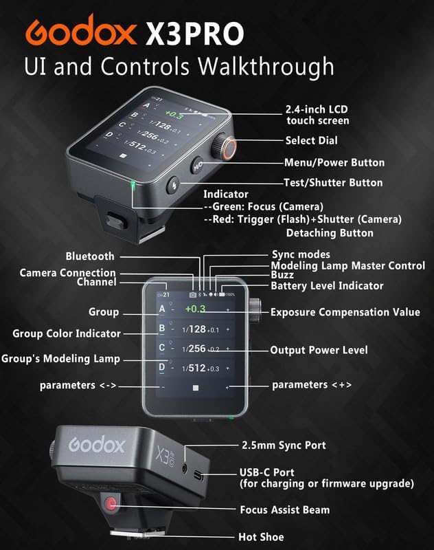 GODOX X3 PRO S X3PRO TTL Wireless Flash Trigger for Sony with Bluetooth Integration & APP Control Touch Screen 2 4GHz Wireless X System Pro Shooting Modes Shutter Control Fast Charging