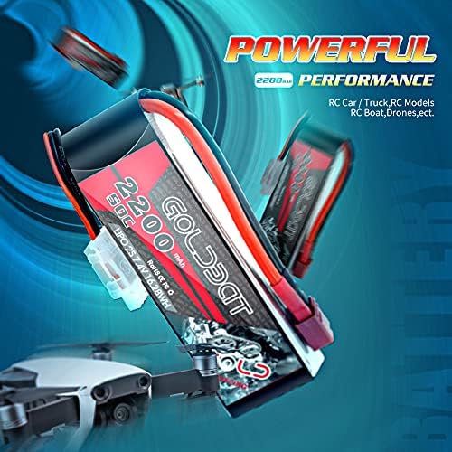 GOLDBAT 2200mAh 2S Lipo Battery 7 4V 50C Softcase Battery with T Connector for FPV Drone UAV Quadcopter Helicopter Airplane RC Boat RC Car RC Models