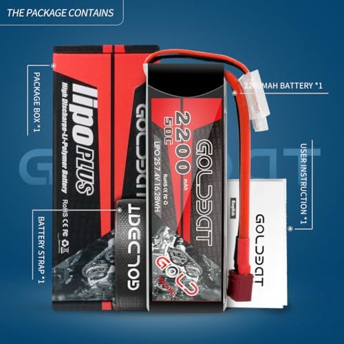 GOLDBAT 2200mAh 2S Lipo Battery 7 4V 50C Softcase Battery with T Connector for FPV Drone UAV Quadcopter Helicopter Airplane RC Boat RC Car RC Models
