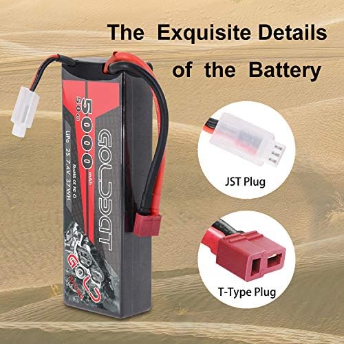 GOLDBAT 2S Lipo Battery 5000mAh 50C 7 4V Pack Hardcase with T Plug for RC Evader BX Car  Traxxas Slash Buggy RC Truck  RC Truggy RC Airplane UAV Drone FPV