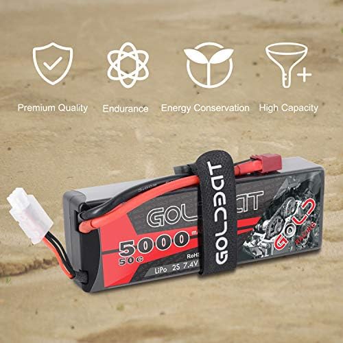 GOLDBAT 2S Lipo Battery 5000mAh 50C 7 4V Pack Hardcase with T Plug for RC Evader BX Car  Traxxas Slash Buggy RC Truck  RC Truggy RC Airplane UAV Drone FPV