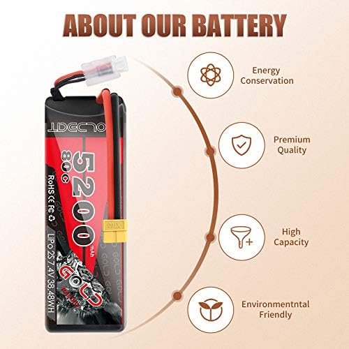 GOLDBAT 5200mAh 80C 2S 7 4V RC LiPo Battery Hard Case with XT60 Plug for RC Evader BX Car RC Truck RC Truggy Racing  2 Pack 