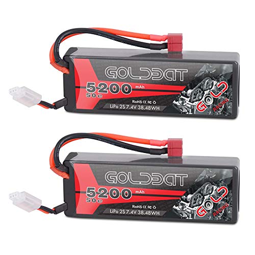 GOLDBAT LiPo Battery Pack Hard Case 5200mAh 2S 7 4V 50C RC Battery for RC Vehicle Hobby Models  2 Pack