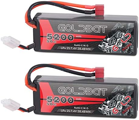 GOLDBAT LiPo - Estuche rígido de 5200 mAh, 2S, 7,4 V, 50 C, batería RC para modelos de vehículos RC Hobby (paquete de 2)