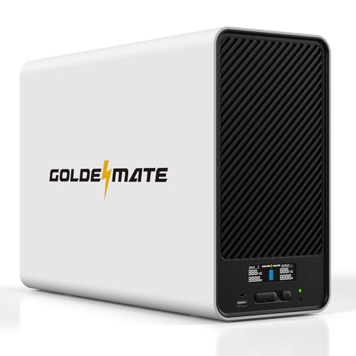 GOLDENMATE Batería de reserva y protector de sobretensiones de batería de litio de 1500VA/1000W, fuente de alimentación de batería de respaldo con baterías LiFePO4 (296Wh), AVR, sistema UPS de onda