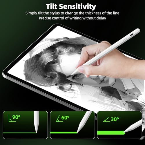 GOOJODOQ Stylus Pen for iPad 2018 2025 Supports Battery Indicator Screenshot Palm Rejection & Tilt Compatible with iPad 6/7/8/9/10/11 Pro 11/12 9/13/M4 iPad Air 3/4/5/6/M2/M3 mini 5/6 4Nibs 