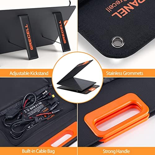 GRECELL 200W Portable Solar Panel for Power Station  Foldable Solar Charger w/ 4 Kickstands  IP65 Waterproof Solar Panel Kit w/DC XT60 Anderson Aviation Output for Outdoor RV Camper Blackout