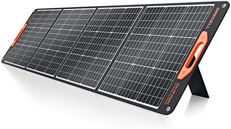 GRECELL 200W Portable Solar Panel for Power Station  Foldable Solar Charger w/ 4 Kickstands  IP65 Waterproof Solar Panel Kit w/DC XT60 Anderson Aviation Output for Outdoor RV Camper Blackout