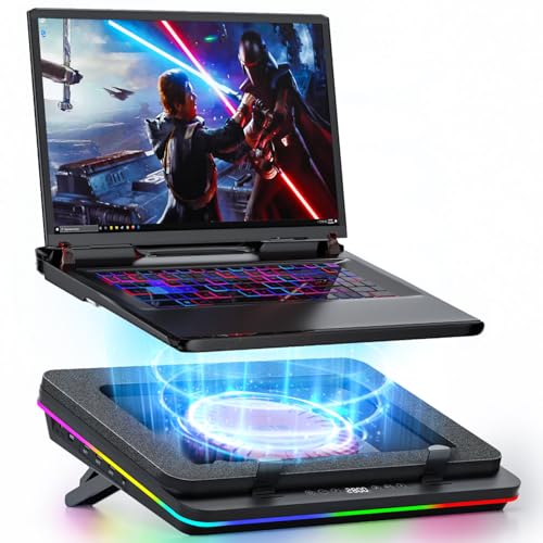 GT600 RGB Laptop Cooling Pad Equipped with Gigantic Turbo Fan 5 5inch Diameter  Sealed Foam for Rapid Cooling Gaming Laptop 14 1 19 3 inch Laptop Cooler with 3 Port USB Hub Dust Filter