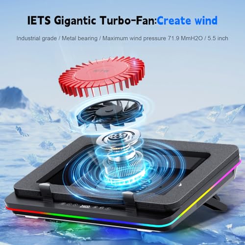 GT600 RGB Laptop Cooling Pad Equipped with Gigantic Turbo Fan 5 5inch Diameter  Sealed Foam for Rapid Cooling Gaming Laptop 14 1 19 3 inch Laptop Cooler with 3 Port USB Hub Dust Filter