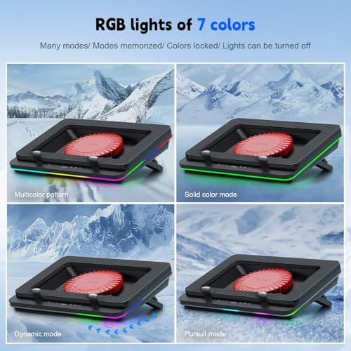 GT600 RGB Laptop Cooling Pad Equipped with Gigantic Turbo Fan 5 5inch Diameter  Sealed Foam for Rapid Cooling Gaming Laptop 14 1 19 3 inch Laptop Cooler with 3 Port USB Hub Dust Filter