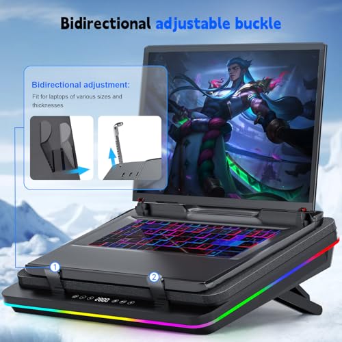 GT600 RGB Laptop Cooling Pad Equipped with Gigantic Turbo Fan 5 5inch Diameter  Sealed Foam for Rapid Cooling Gaming Laptop 14 1 19 3 inch Laptop Cooler with 3 Port USB Hub Dust Filter