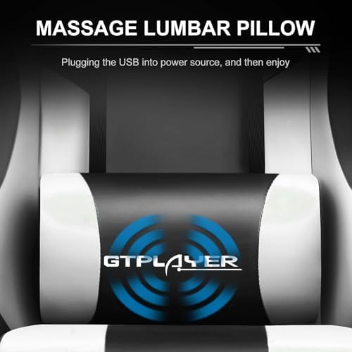 GTPLAYER Gaming Chair  Computer Chair with Footrest and Lumbar Support  Height Adjustable Game Chair with 360  Swivel Seat and Headrest and for Office or Gaming  Faux Leather  Black 