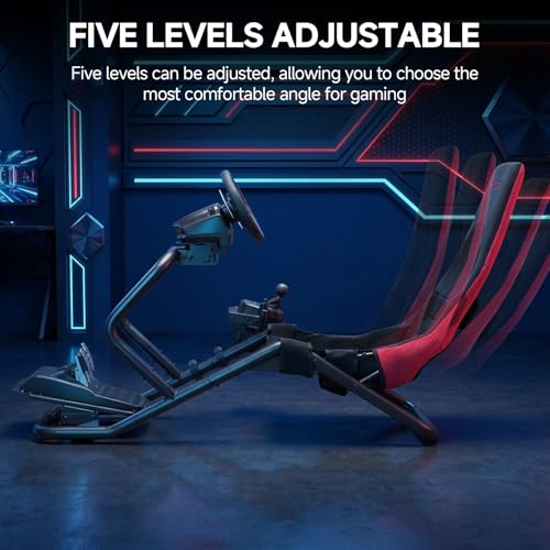 GTPLAYER Sim Racing Cockpit Foldable & Adjustable for High Performance Racing Simulator Cockpit  Compatible with All Steering Wheels & Pedals on The Market  Supports PC & Console  Black